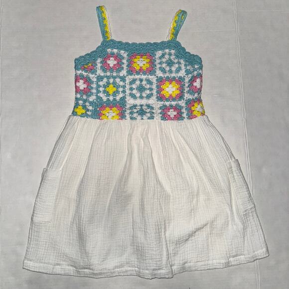 Design History Girl S Crochet Seersucker Dress Summer Colorful Party Casual - Picture 1 of 7